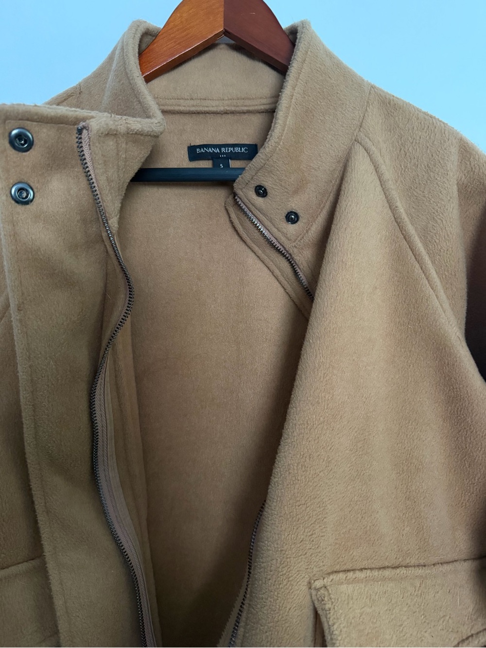 BANANA REPUBLIC Brushed Melton Jacket in Camel, Size S